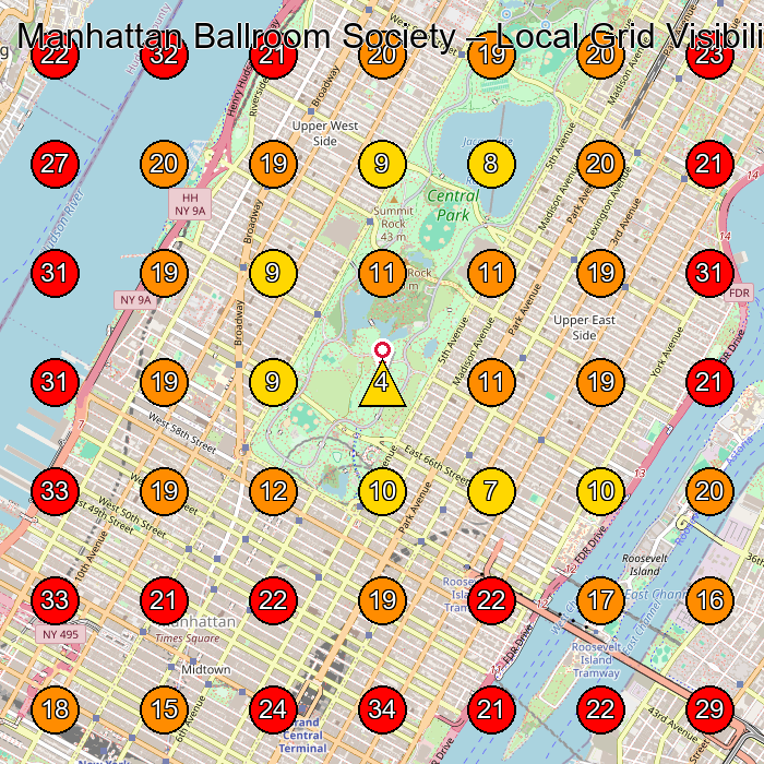 Manhattan Ballroom Society GeoGrid visibility map for Dance School in 246 Columbus Ave